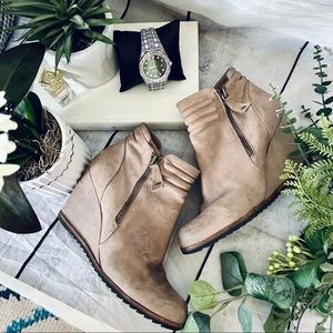 Biala Leather Wedge Booties